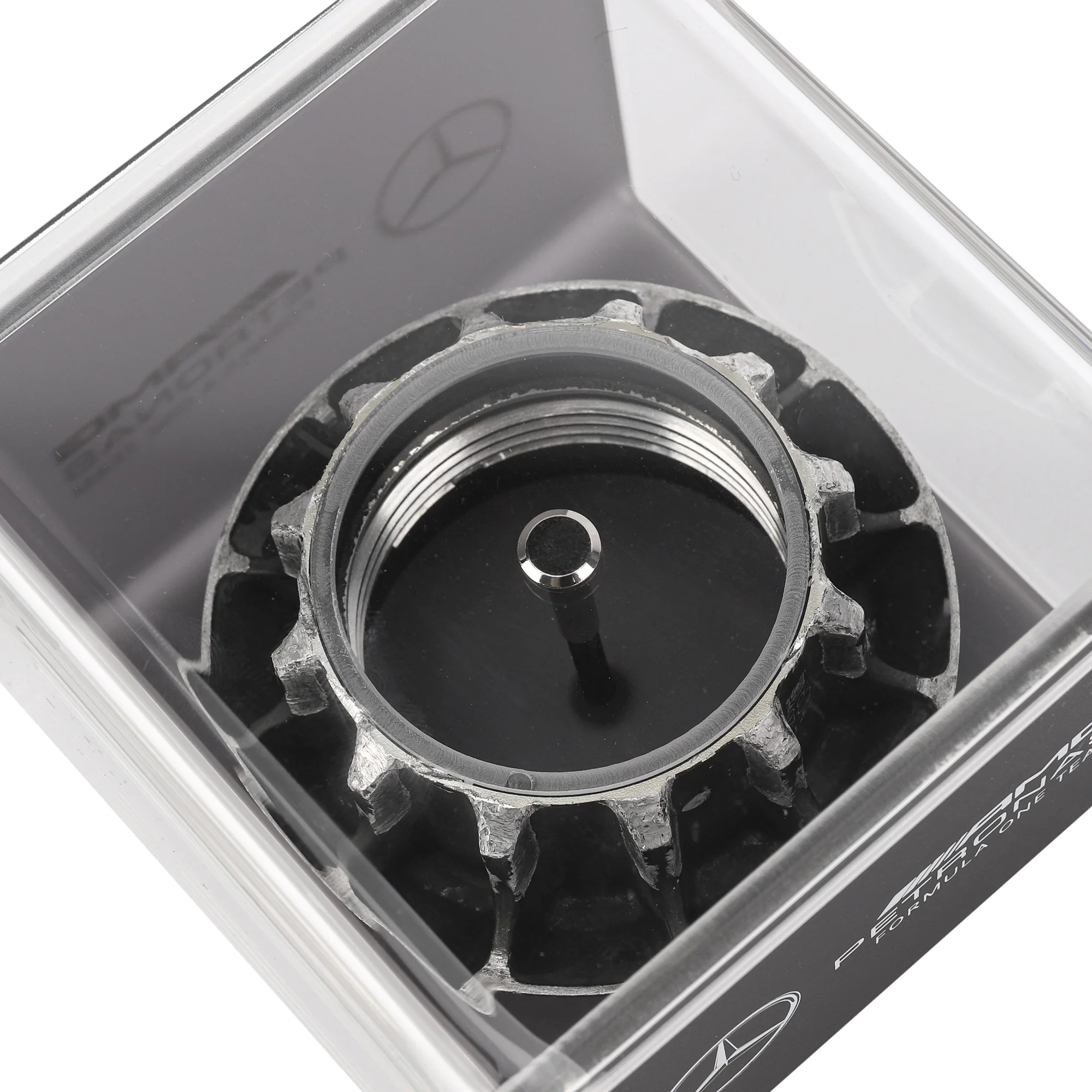 Mercedes AMG Petronas 2011 Grand Prix Used Wheel Nut in Display Case - Image 4