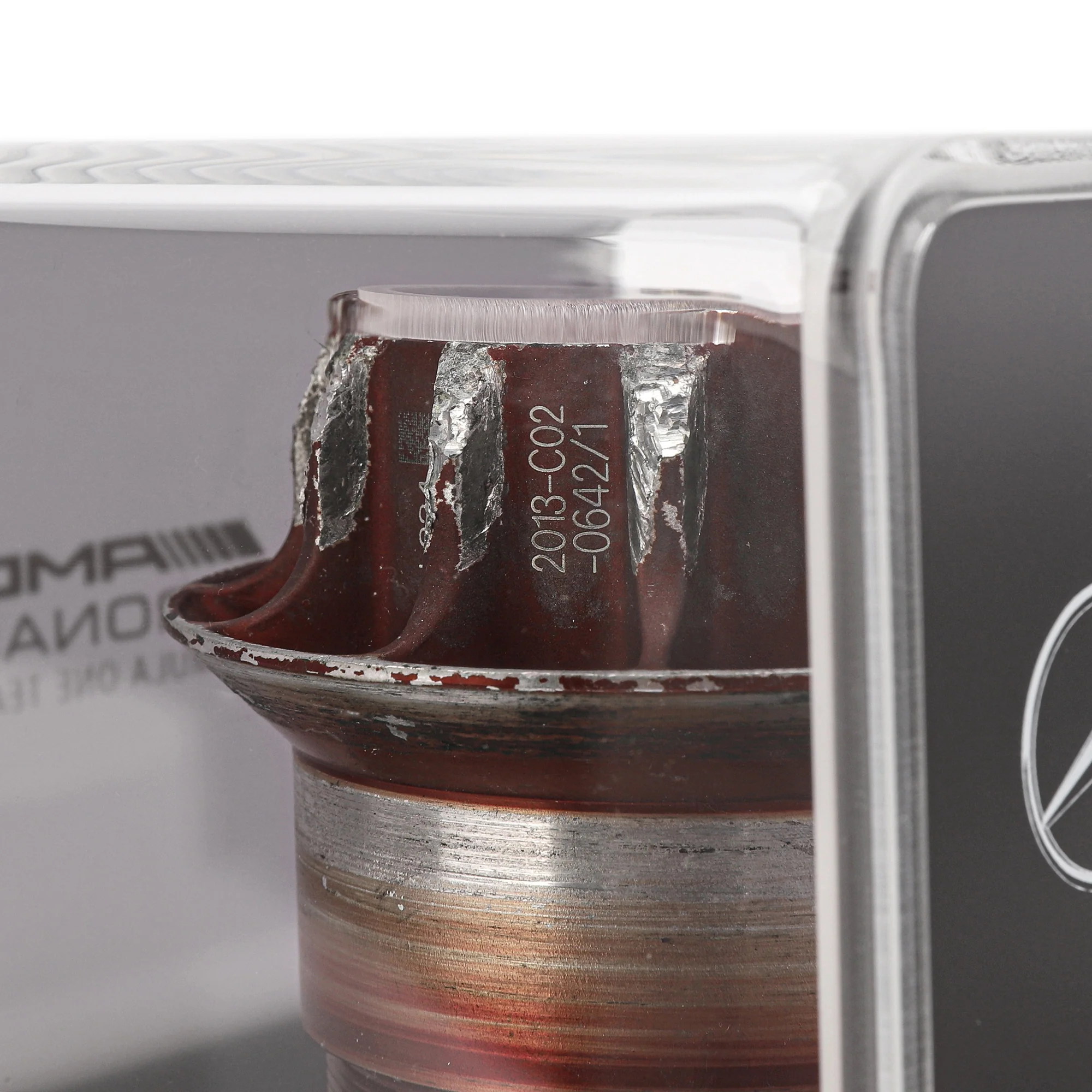 Mercedes-AMG Petronas 2013 Grand Prix Used Red Wheel Nut in Display Case - Image 4