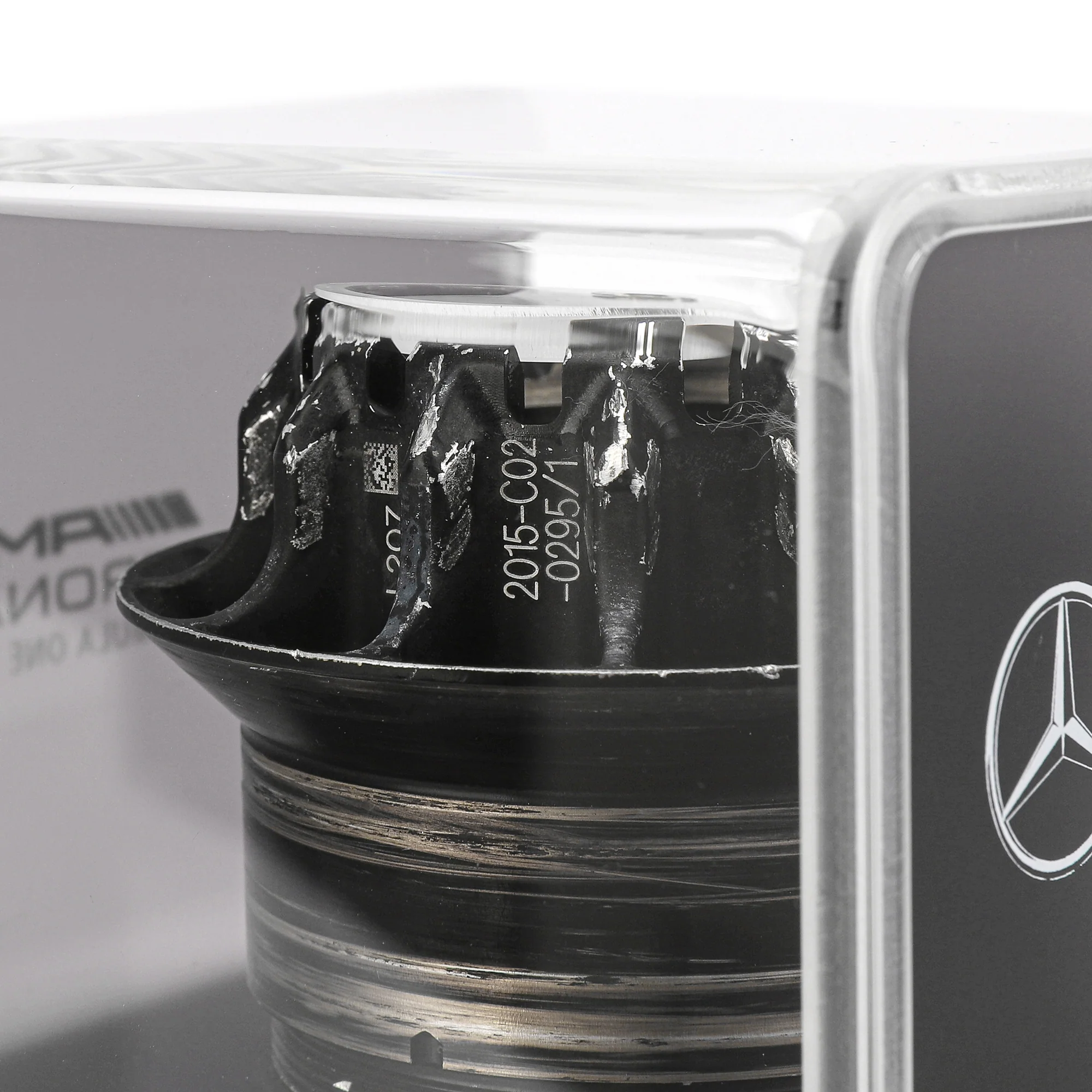 Mercedes AMG Petronas 2015 Grand Prix Used Black Wheel Nut in Display Case - Image 5