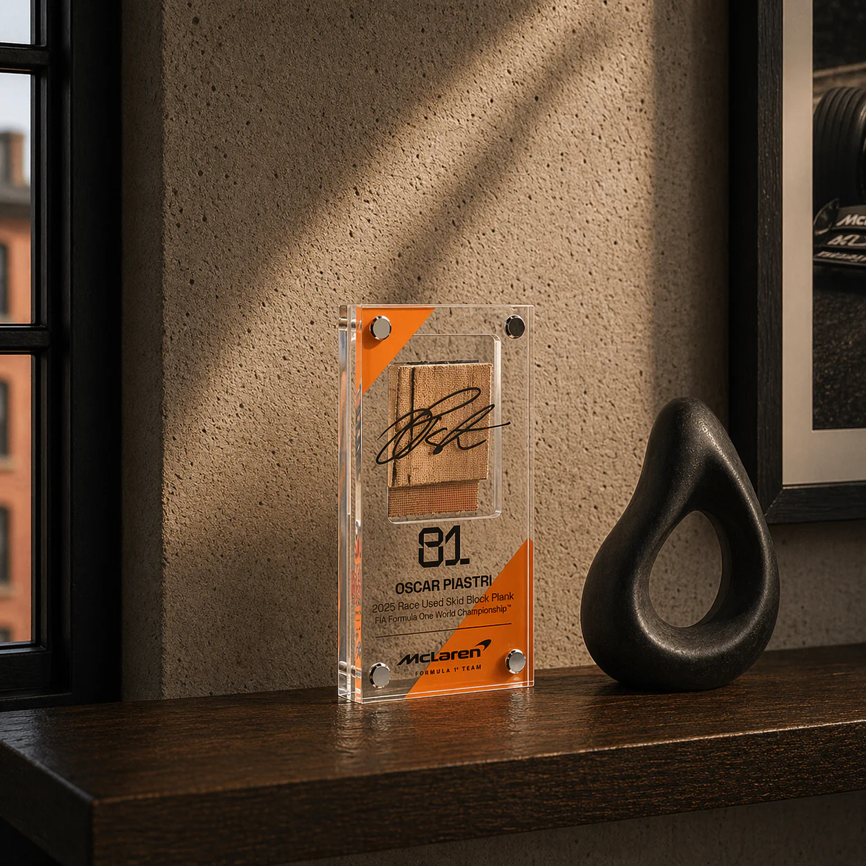 Oscar Piastri 2025 Grand Prix Used McLaren MCL39 Skid Plank Piece in Acrylic - Image 2